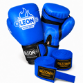Leon Blade Training Boks Kick Boks Ve Muay Thai Eldiveni ve 3,5 m Bandaj Seti Mavi
