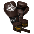 Leon Blade Training Boks Kick Boks Ve Muay Thai Eldiveni ve 3,5 m Bandaj Seti Kahverengi