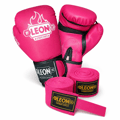 Leon Blade Training Boks Kick Boks Ve Muay Thai Eldiveni Ve Bandaj Seti 3,5 m Pembe