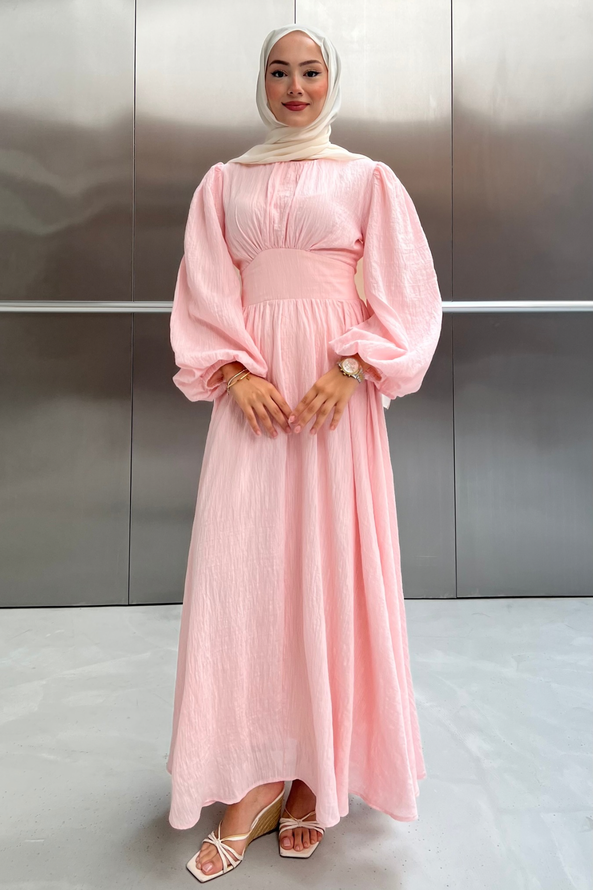 KORSE ELBİSE -PEMBE