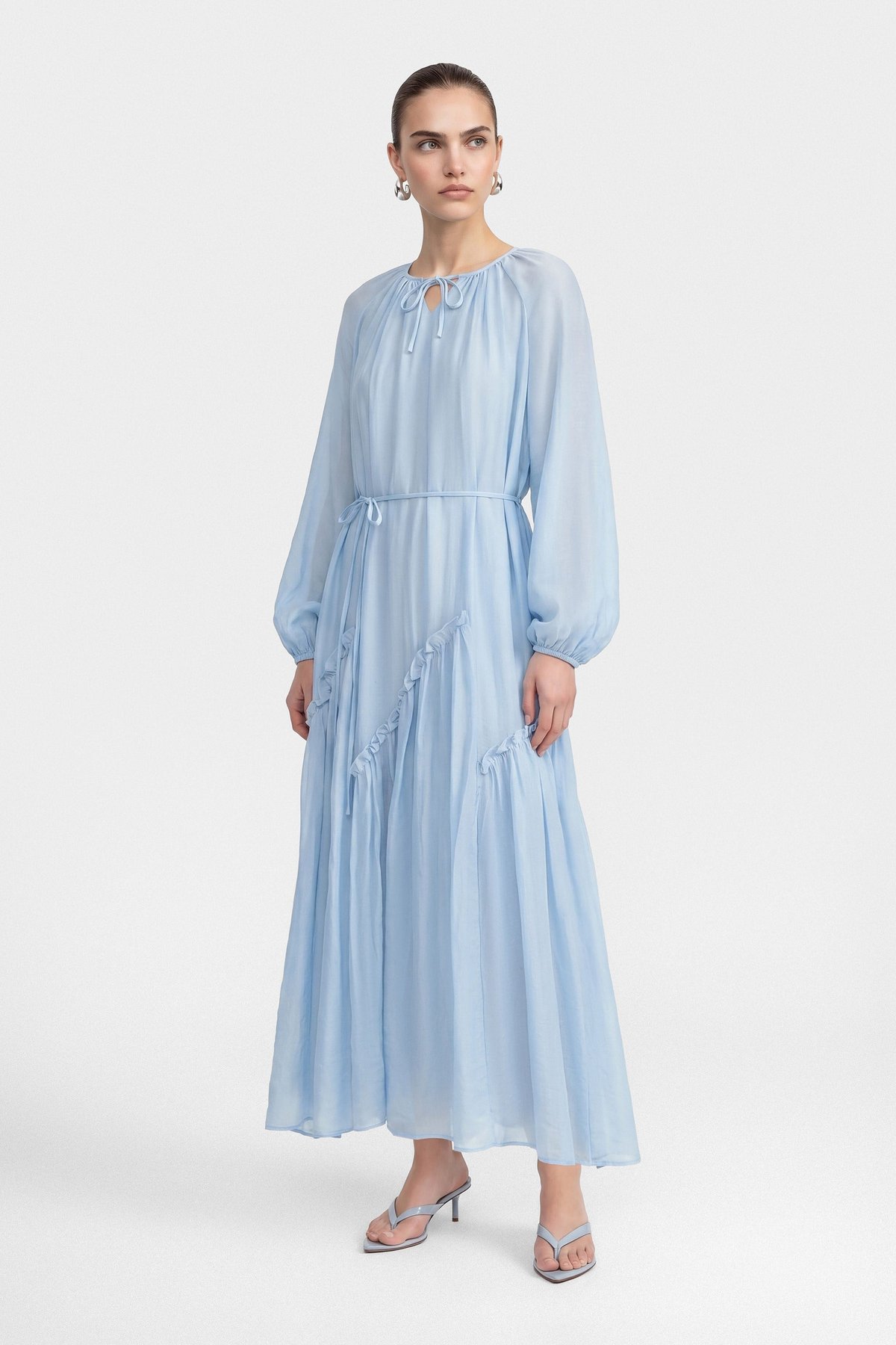roza elbise -mavi
