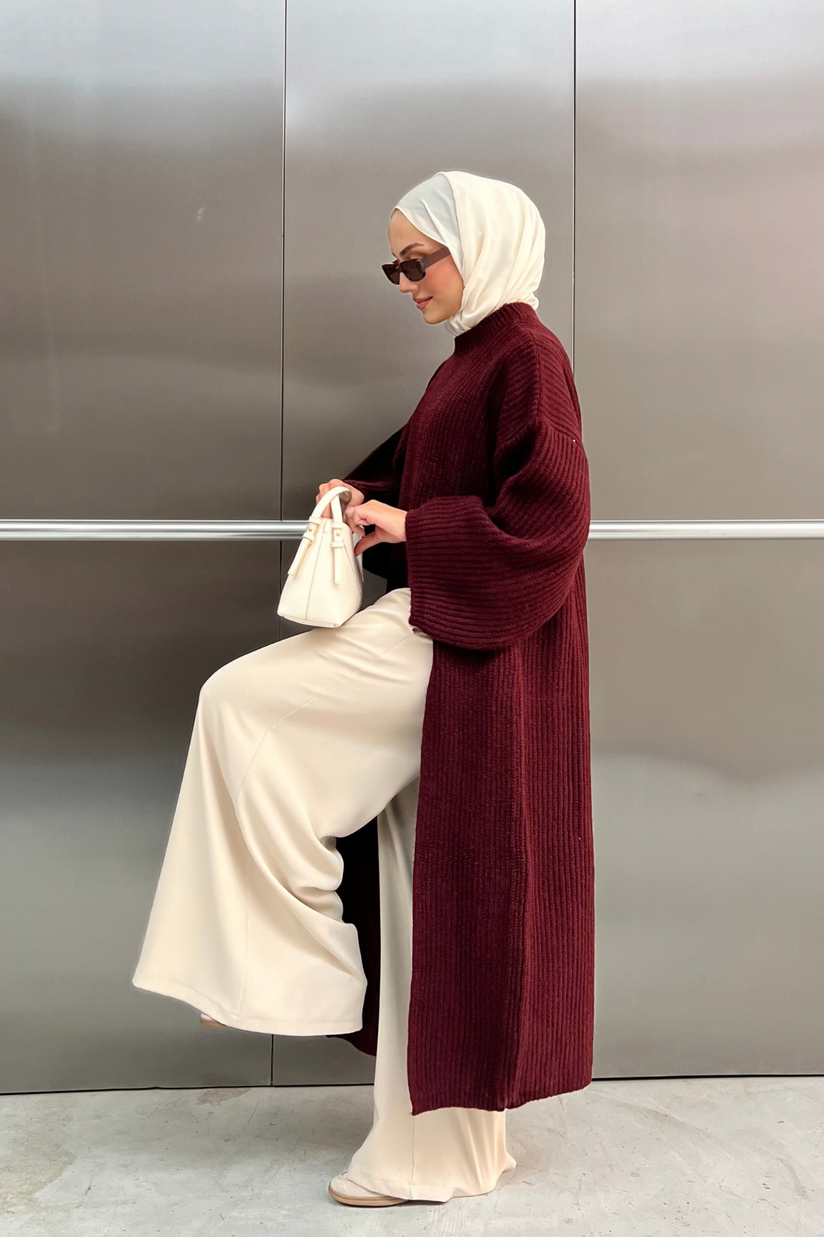 YIRTMAÇLI TRİKO KAZAK - BORDO