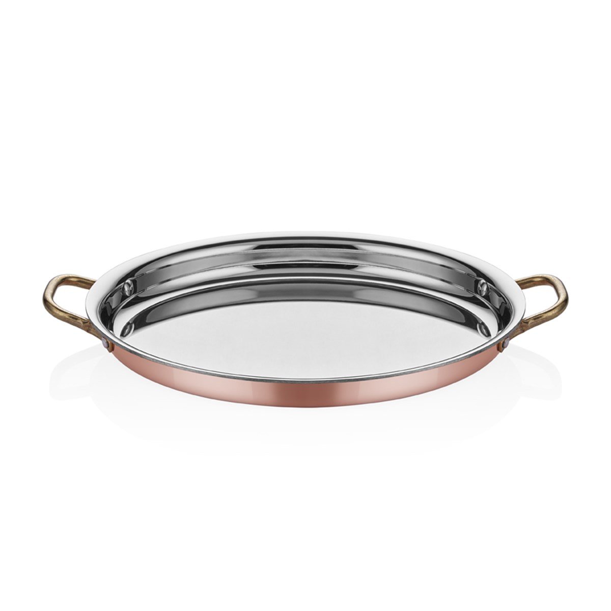 Multi Metal Copper Oval Low Omelette Pan