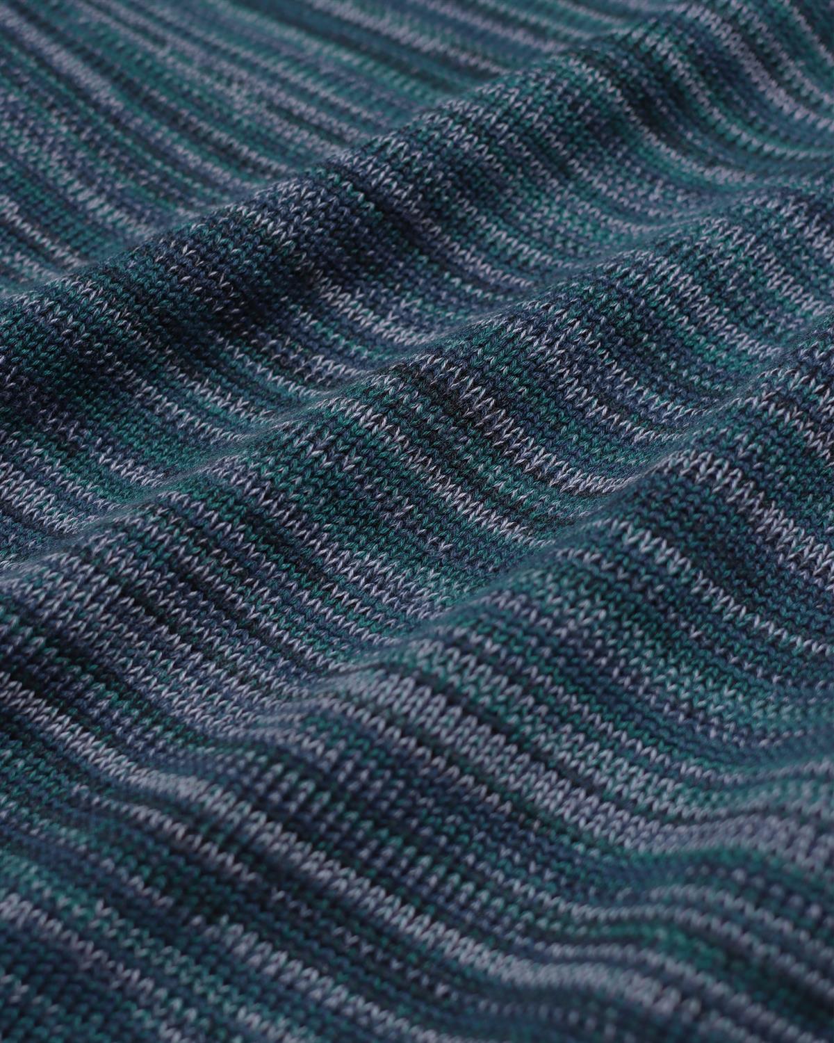 Far Afield DIETER KNIT Bisiklet Yaka Standart Kesim %100 Organik Pamuk Melanj Erkek Triko Kazak - Yeşil Multi