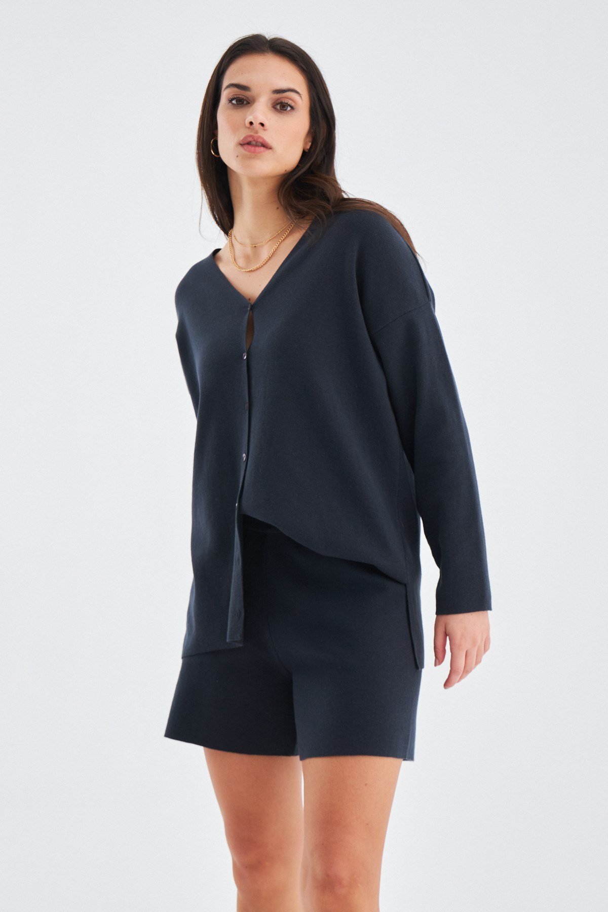 Peraluna %100 Pamuk Antrasit Kadın Şort