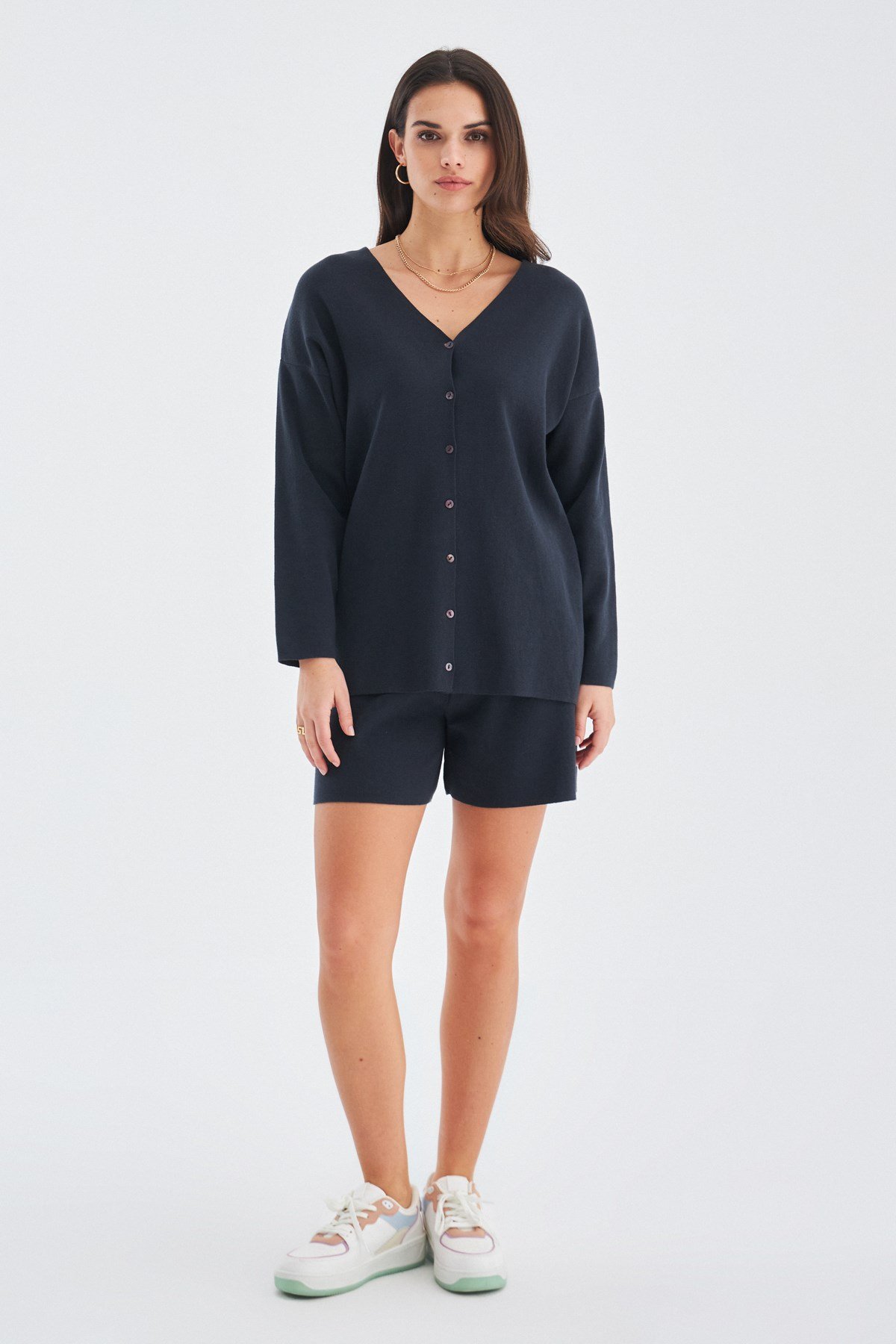 Peraluna %100 Pamuk Antrasit Kadın Şort