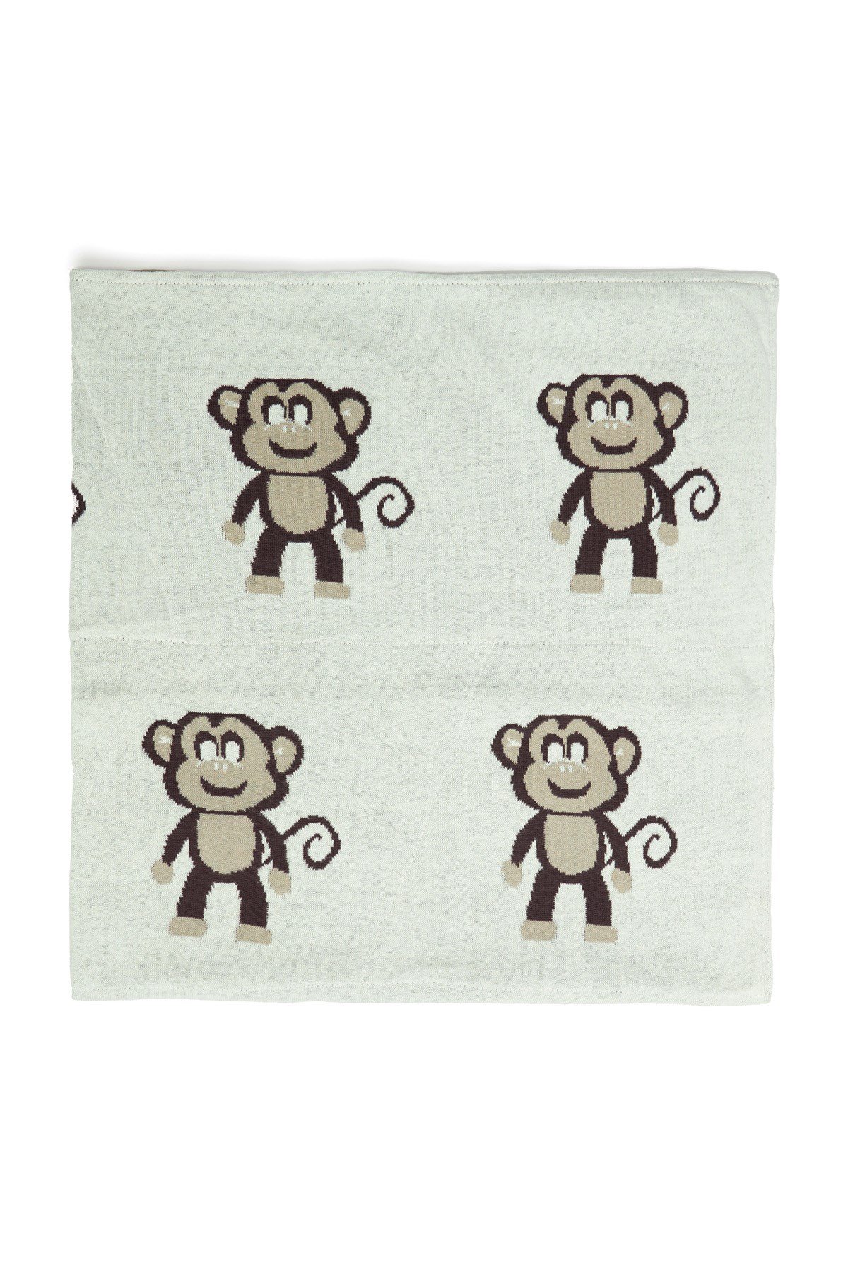 Peraluna %100 Pamuklu Maymun Desenli Kare Bebek Battaniye 100x100 CM