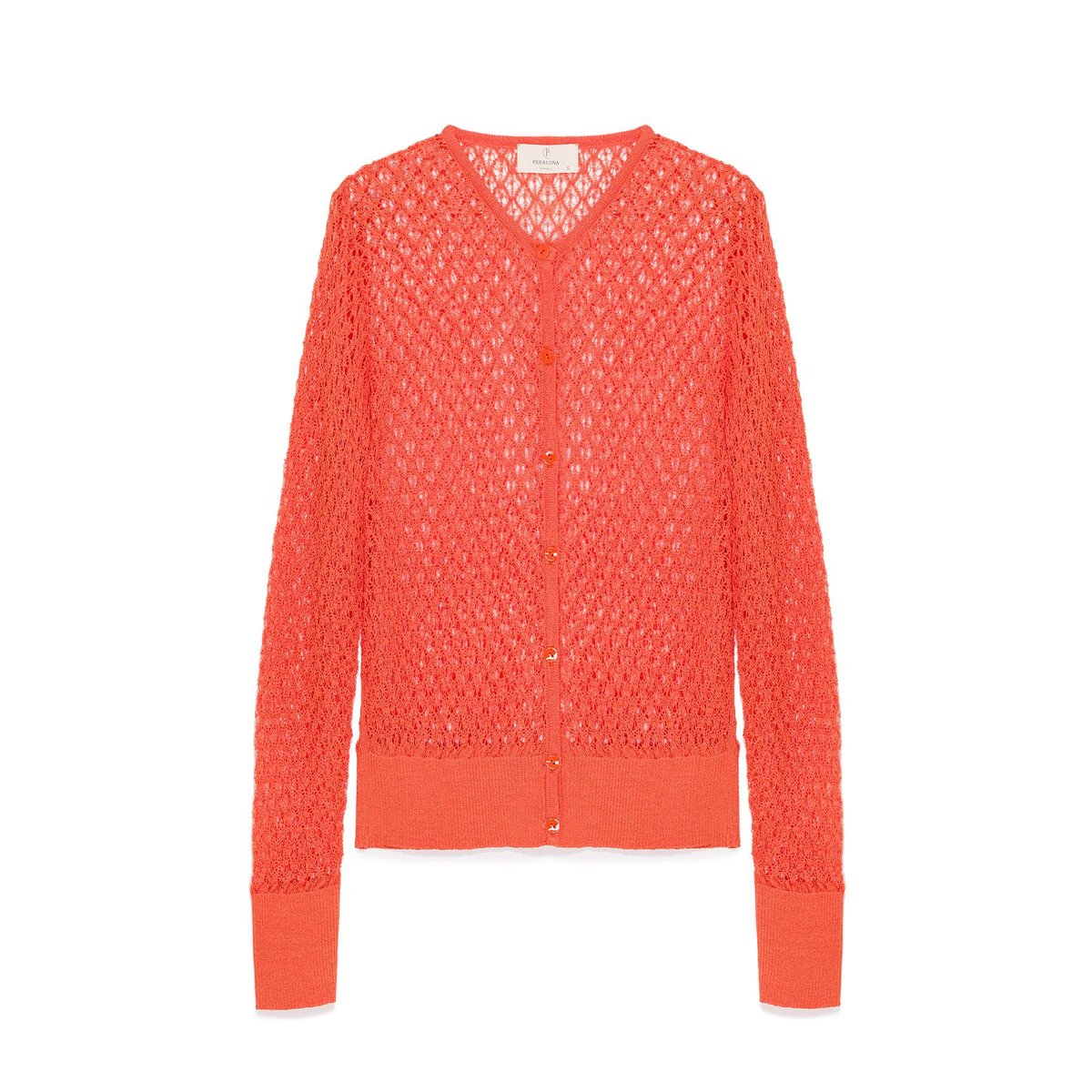 Peraluna Addison Ajur Örgülü Kadın Triko Hırka - TURUNCU