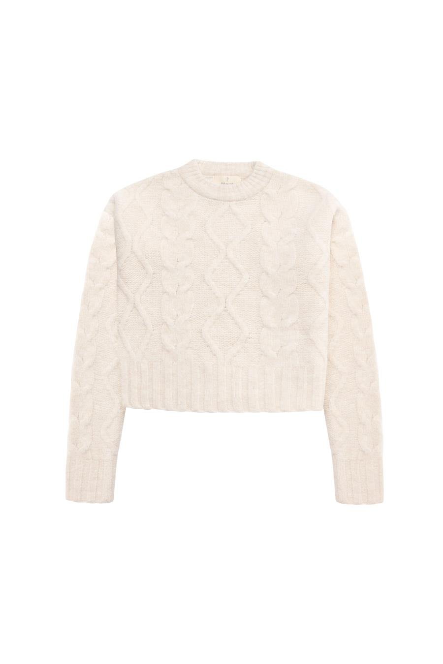 Peraluna ADELINE SWEATER Bisiklet Yaka Saç Örgü Kadın Triko Kazak - Ekru