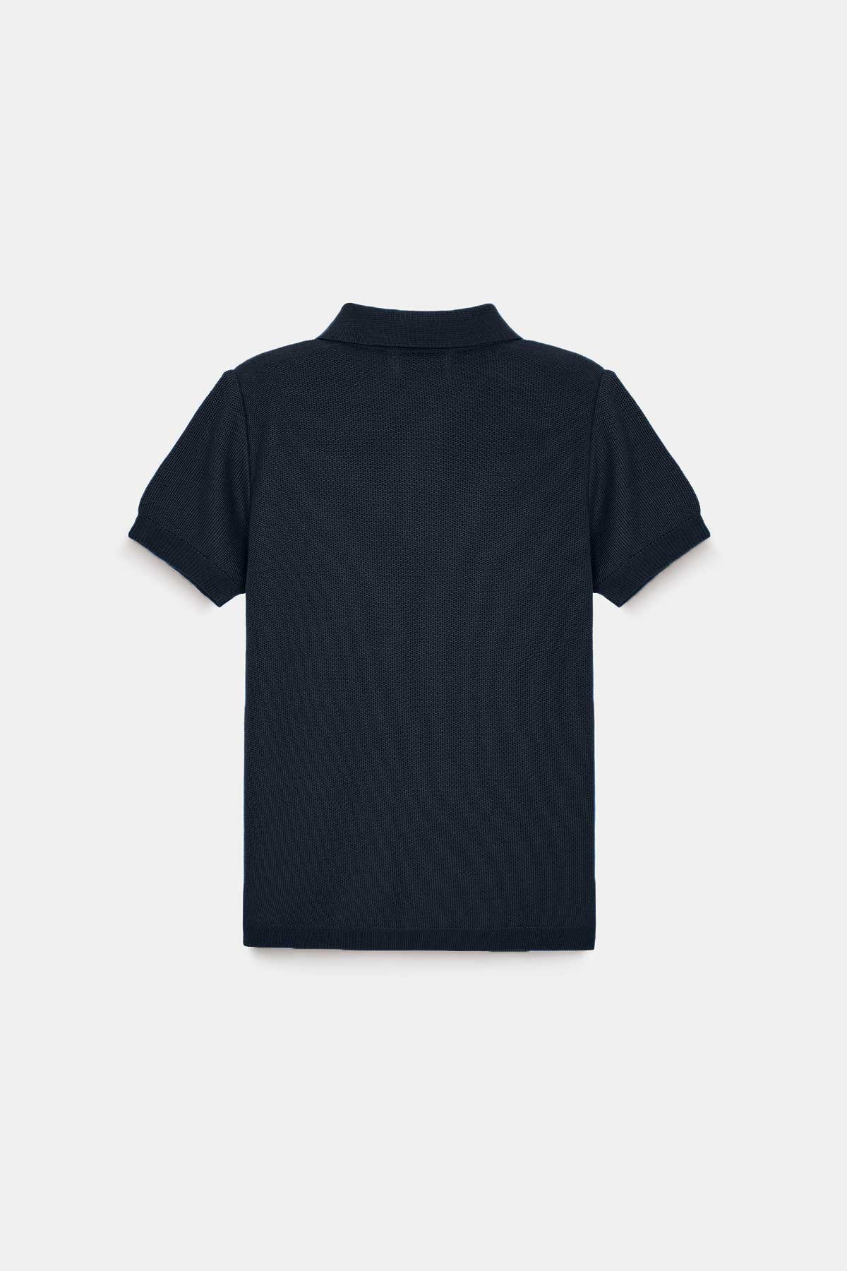 Peraluna Alex Pike Örgü, Kısa Kollu, Unisex Polo Yaka T-shirt  - Lacivert
