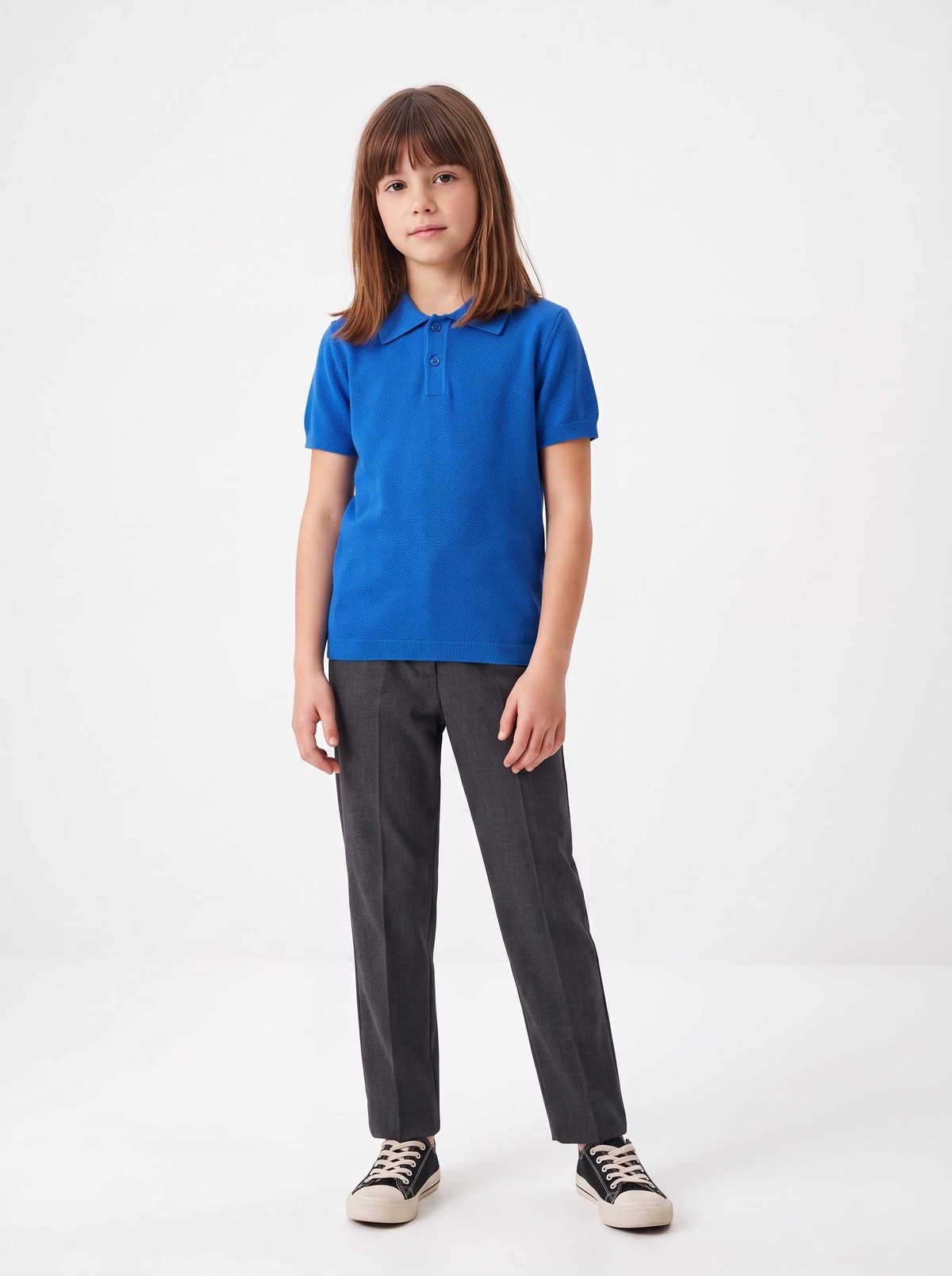 Peraluna Alex Pike Örgü, Kısa Kollu, Unisex Çocuk Polo Yaka T-shirt  - Açı Mavi