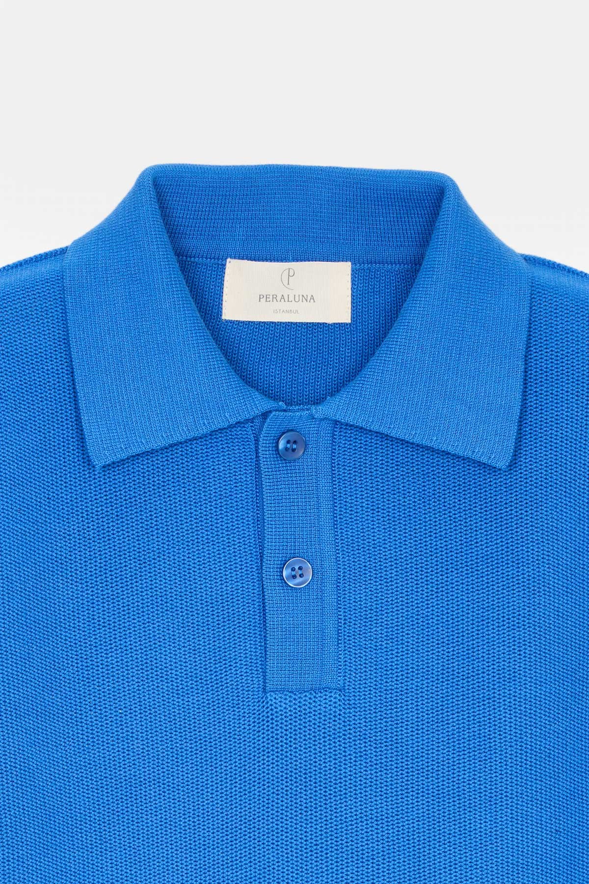Peraluna Alex Pike Örgü, Kısa Kollu, Unisex Çocuk Polo Yaka T-shirt  - Açı Mavi