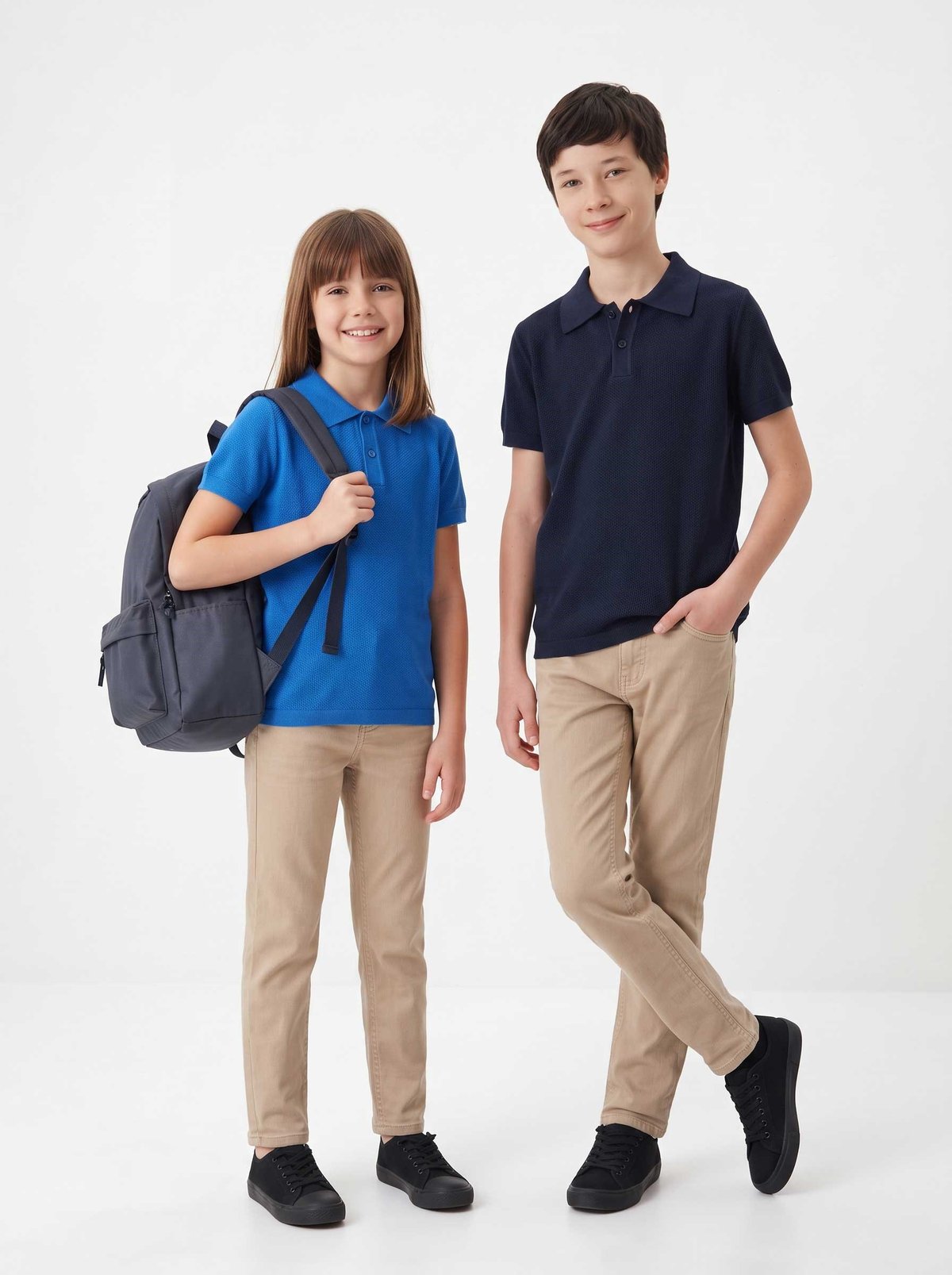 Peraluna Alex Pike Örgü, Kısa Kollu, Unisex Çocuk Polo Yaka T-shirt  - Açı Mavi
