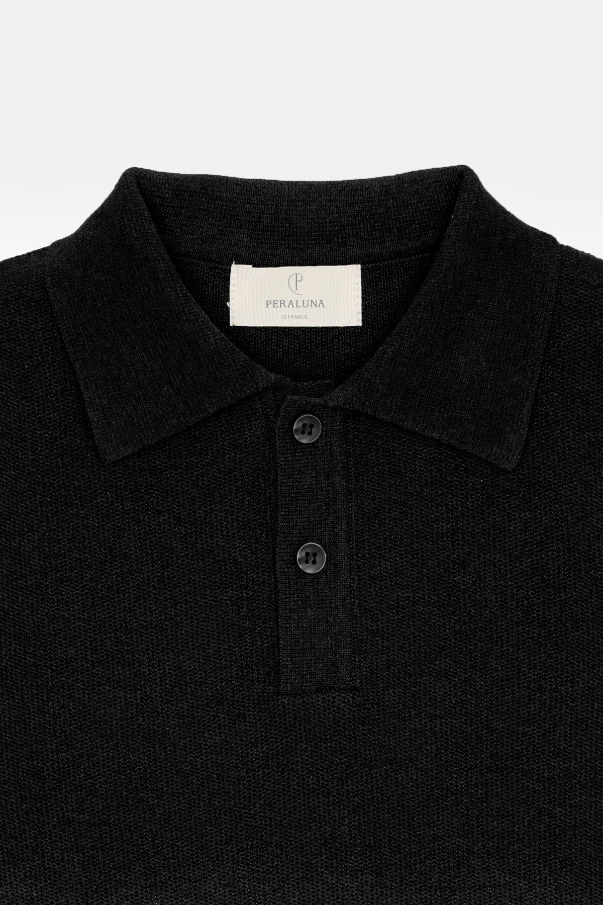 Peraluna Alex Pike Örgü, Kısa Kollu, Unisex Polo Yaka T-shirt  - Siyah
