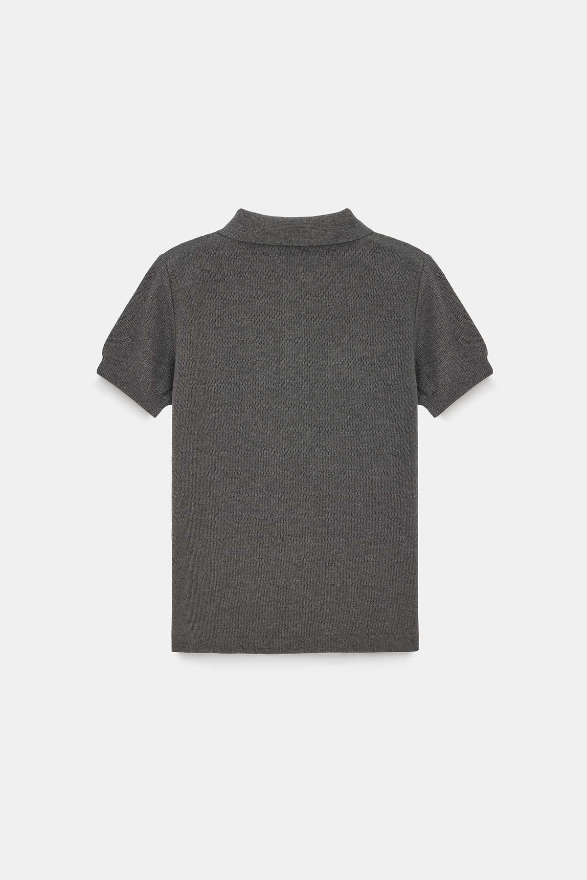 Peraluna Alex Pike Örgü, Kısa Kollu, Unisex Çocuk Polo Yaka T-shirt  - Orta Gri Melanj