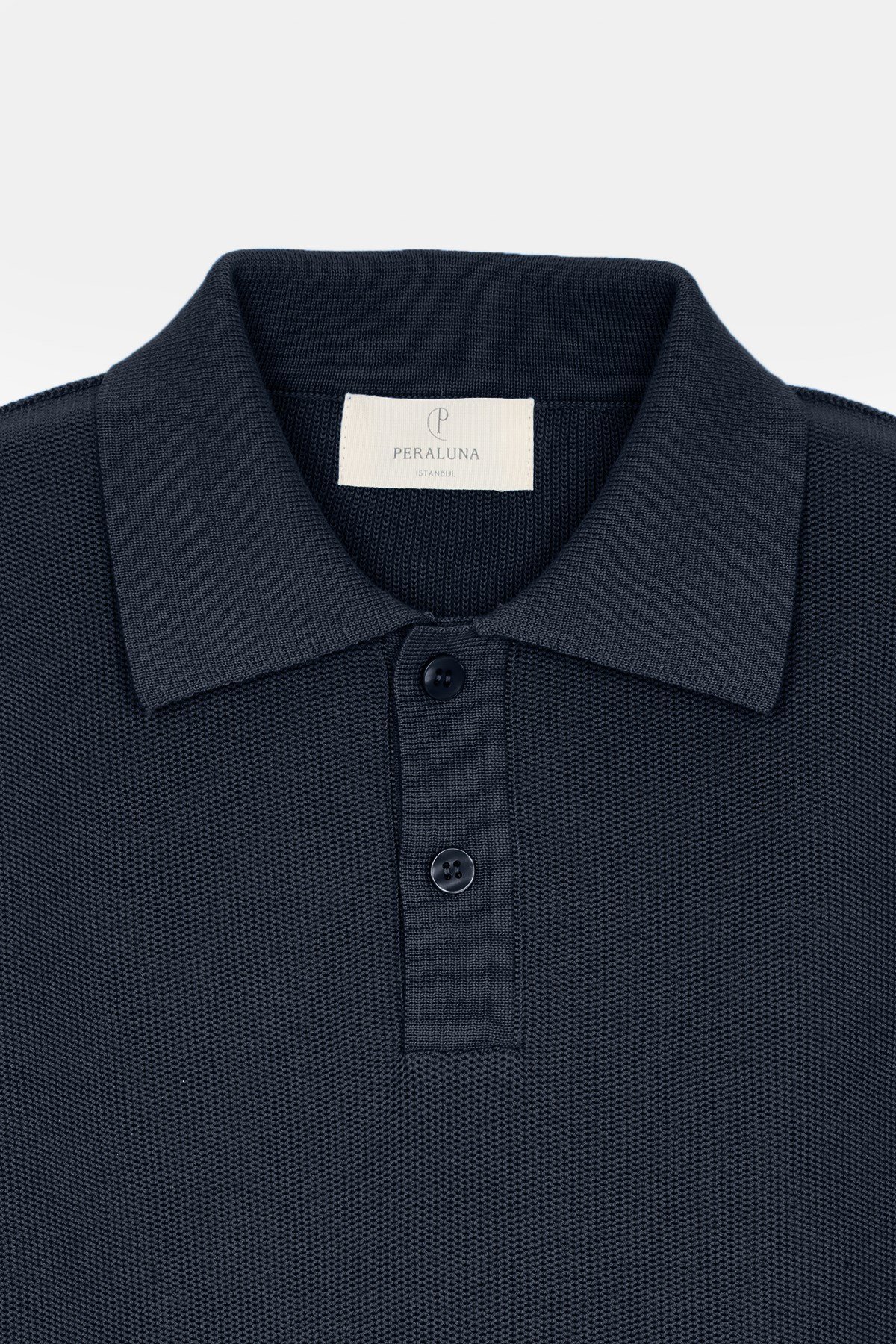 Peraluna Alex Pike Örgü, Kısa Kollu, Unisex Polo Yaka T-shirt  - Lacivert