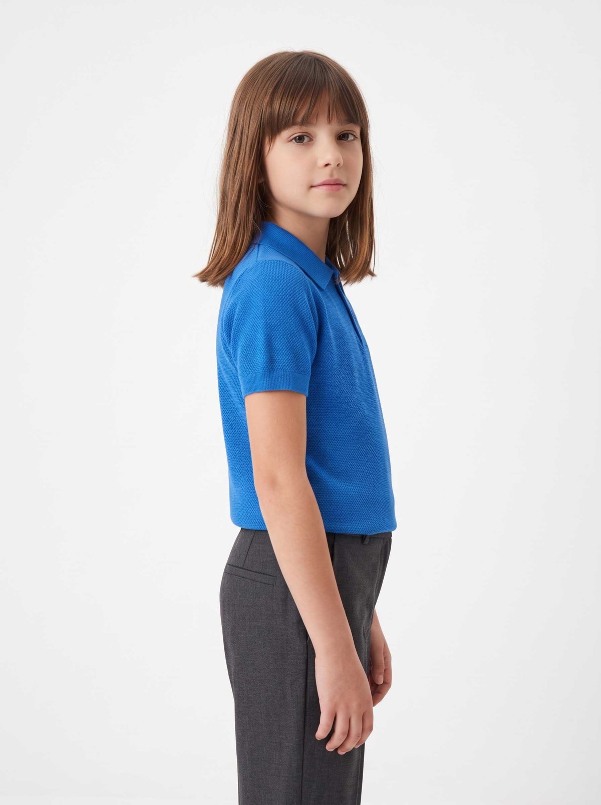 Peraluna Alex Pike Örgü, Kısa Kollu, Unisex Çocuk Polo Yaka T-shirt  - Açı Mavi