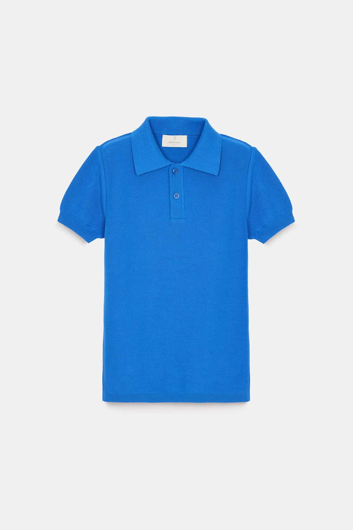 Peraluna Alex Pike Örgü, Kısa Kollu, Unisex Çocuk Polo Yaka T-shirt  - Açı Mavi