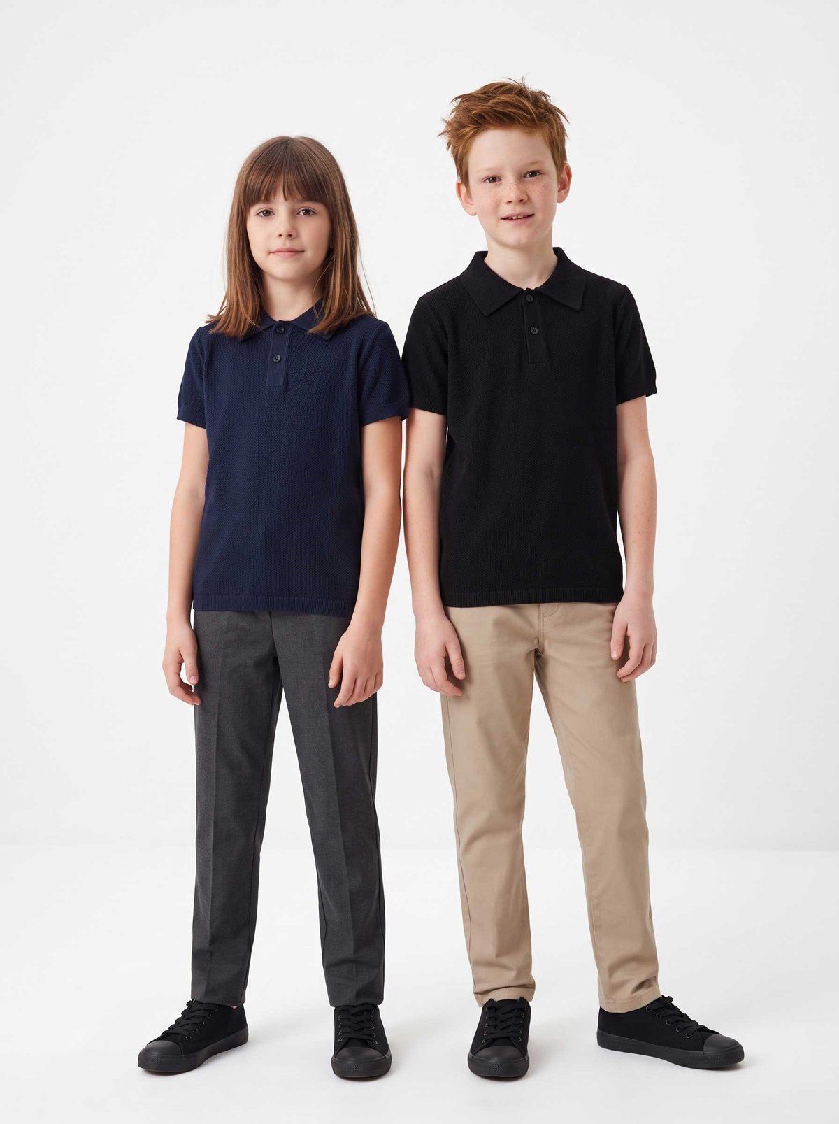 Peraluna Alex Pike Örgü, Kısa Kollu, Unisex Çocuk Polo Yaka T-shirt  - Lacivert