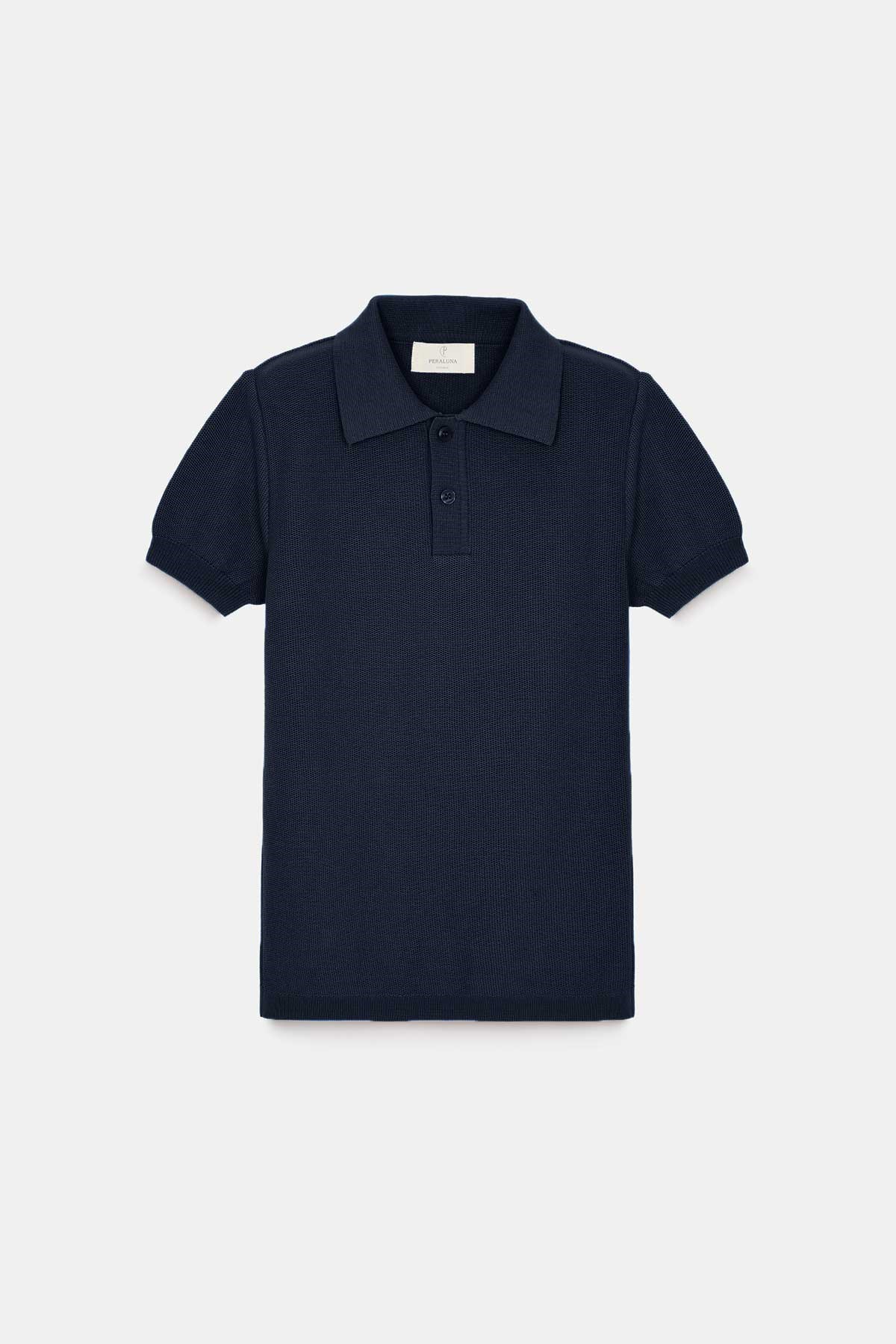 Peraluna Alex Pike Örgü, Kısa Kollu, Unisex Çocuk Polo Yaka T-shirt  - Lacivert