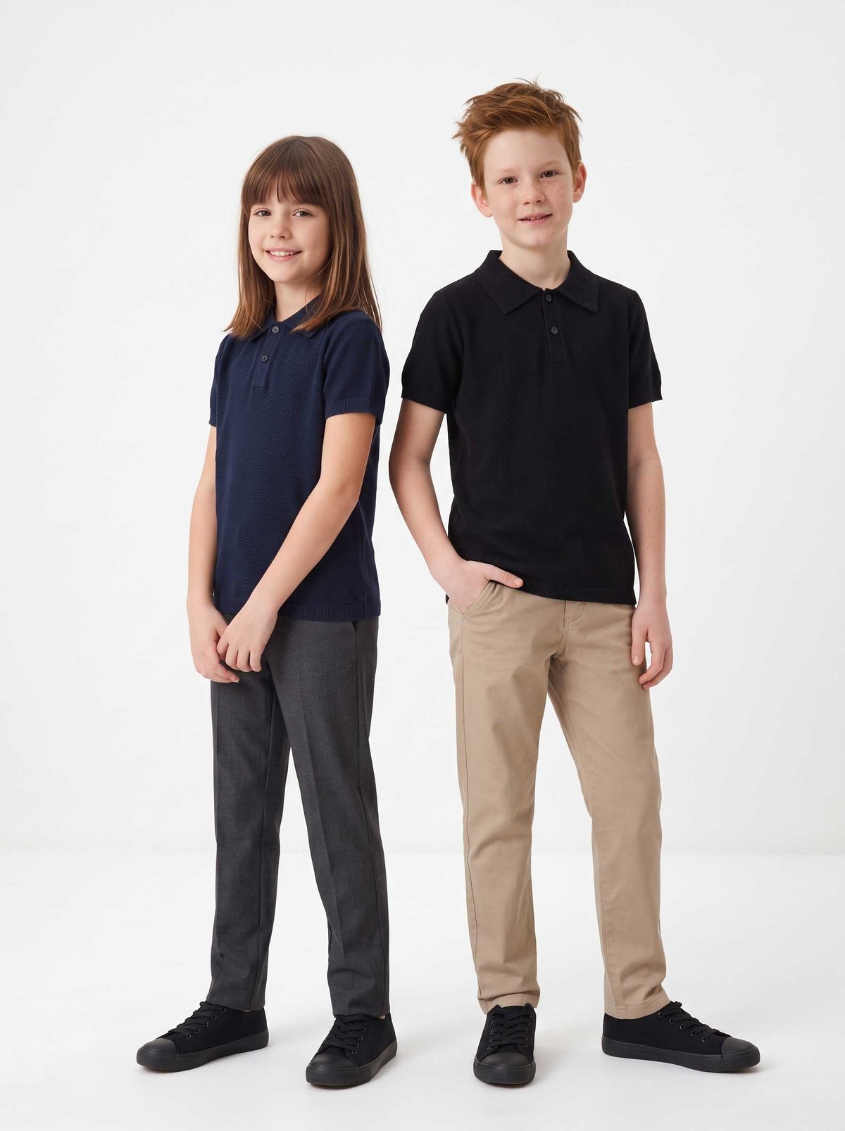 Peraluna Alex Pike Örgü, Kısa Kollu, Unisex Çocuk Polo Yaka T-shirt  - Lacivert