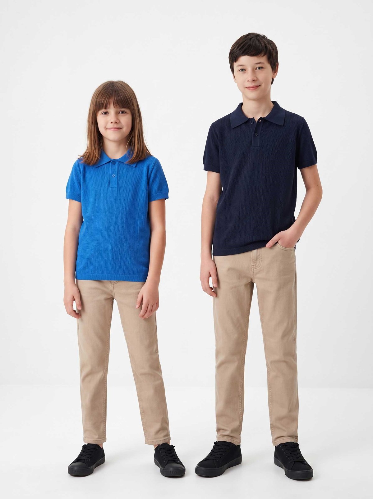 Peraluna Alex Pike Örgü, Kısa Kollu, Unisex Çocuk Polo Yaka T-shirt  - Açı Mavi