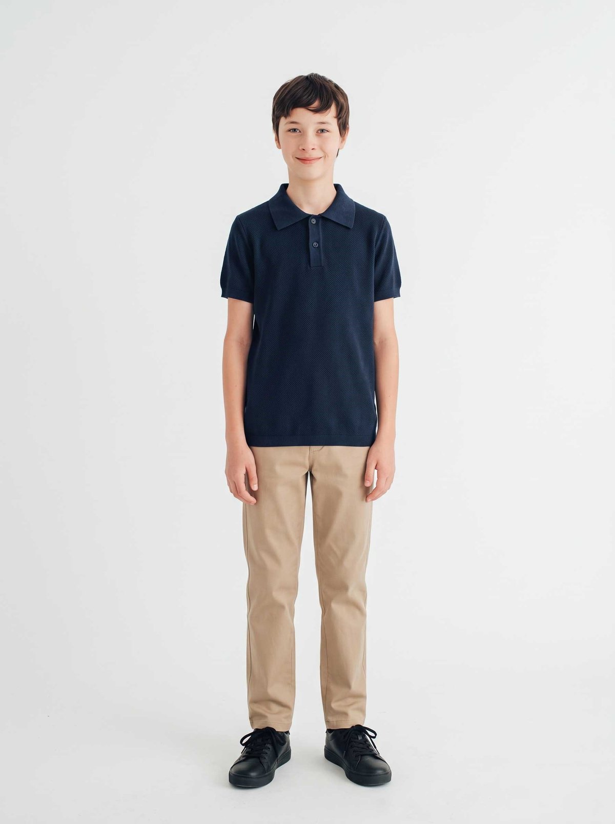 Peraluna Alex Pike Örgü, Kısa Kollu, Unisex Çocuk Polo Yaka T-shirt  - Lacivert
