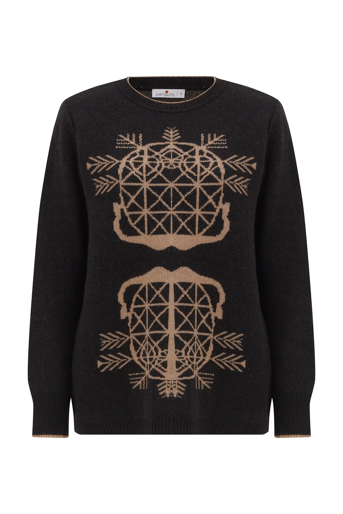 Peraluna AMARIS PULLOVER Jakarlı Yünlü Uzun Kadın Triko Kazak Siyah