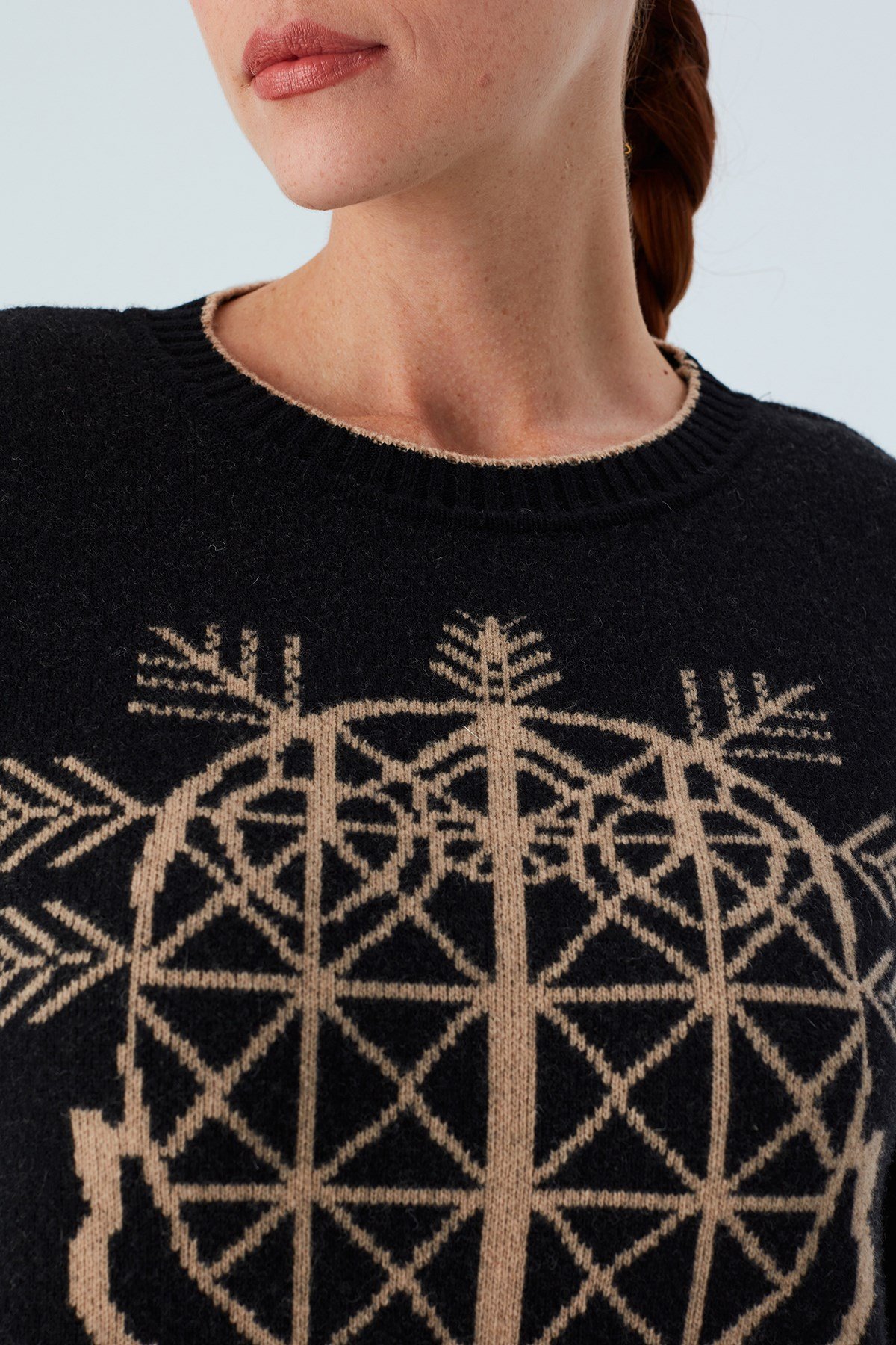 Peraluna AMARIS PULLOVER Jakarlı Yünlü Uzun Kadın Triko Kazak Siyah