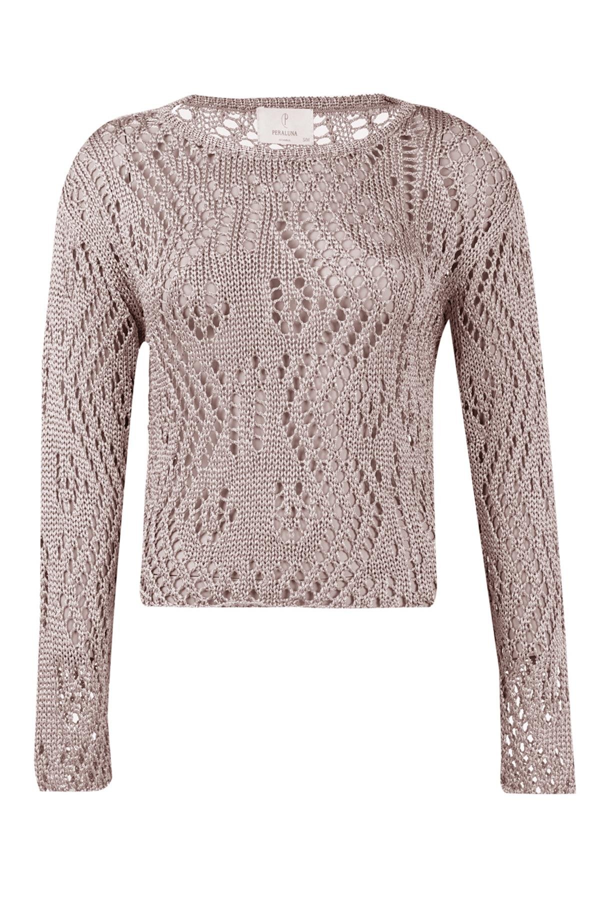 Peraluna AMY TOP Ajur Örgü Rahat Kesim Kadın Triko Bluz - Vizon