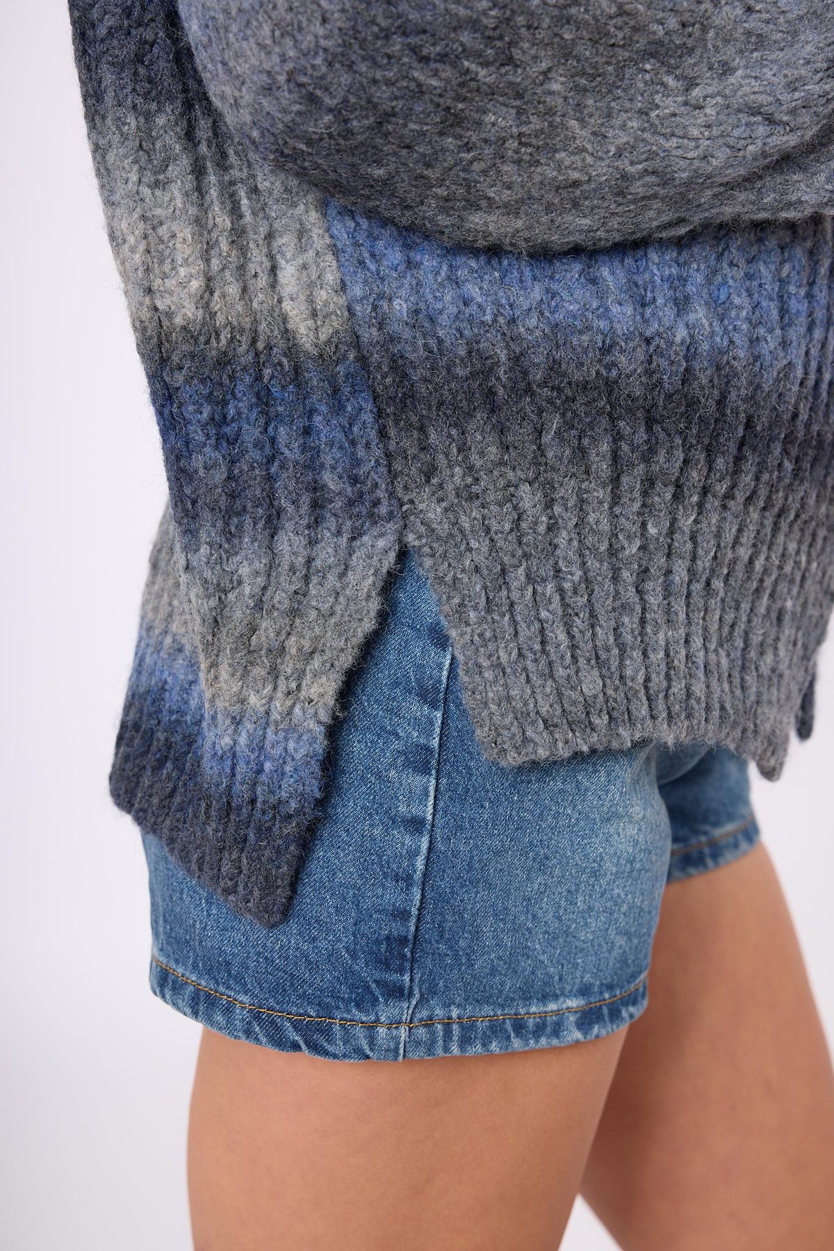 Peraluna Anabella Bol Kesim Kadın Triko Hırka - İndigo Melanj