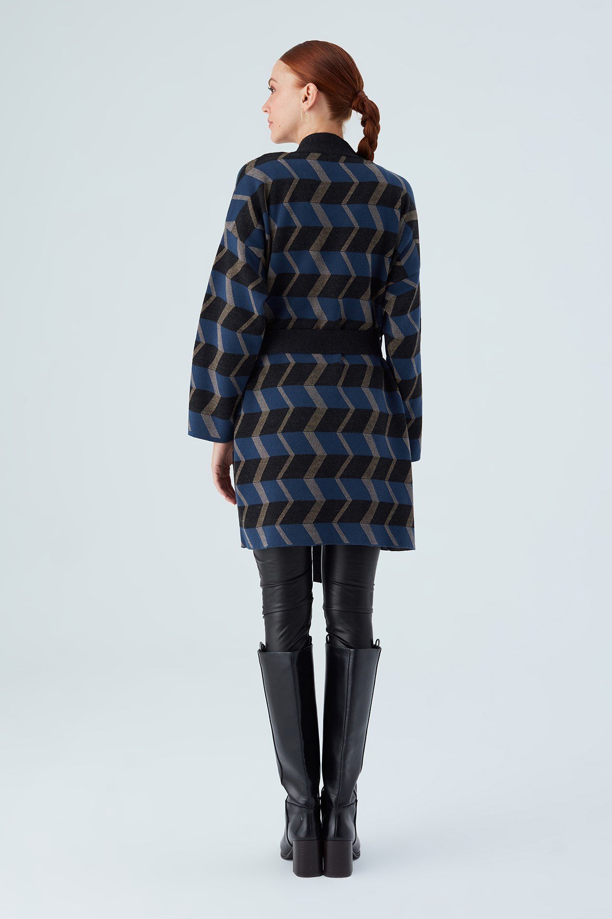 Peraluna APRIL KIMONO Jakar Desenli Kadın Triko Hırka Multı İndigo