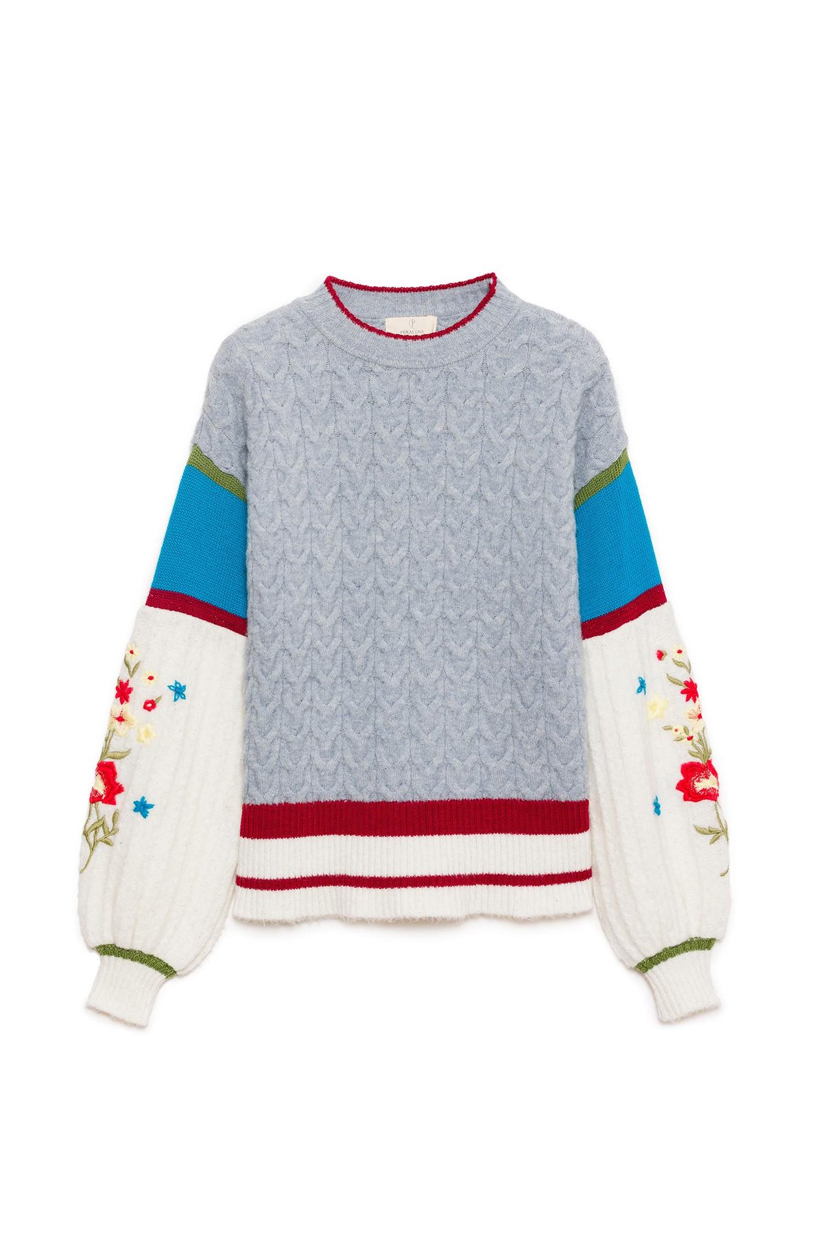 Peraluna Aurora Comfort Fit Womens Knitted Pullover - Gray/Blue/Multi