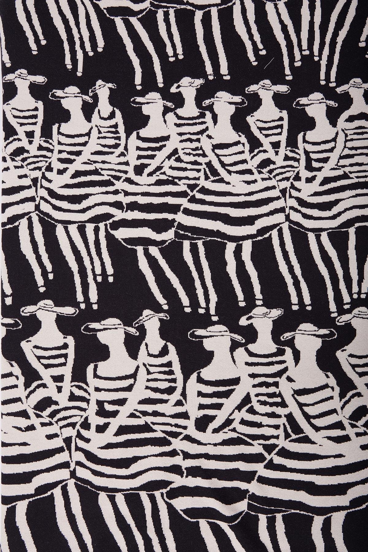 Peraluna BEACH GIRLS BEACH COVER Kadın Desenli Pamuklu Triko Plaj Örtüsü 75X150 CM - Siyah/Beyaz