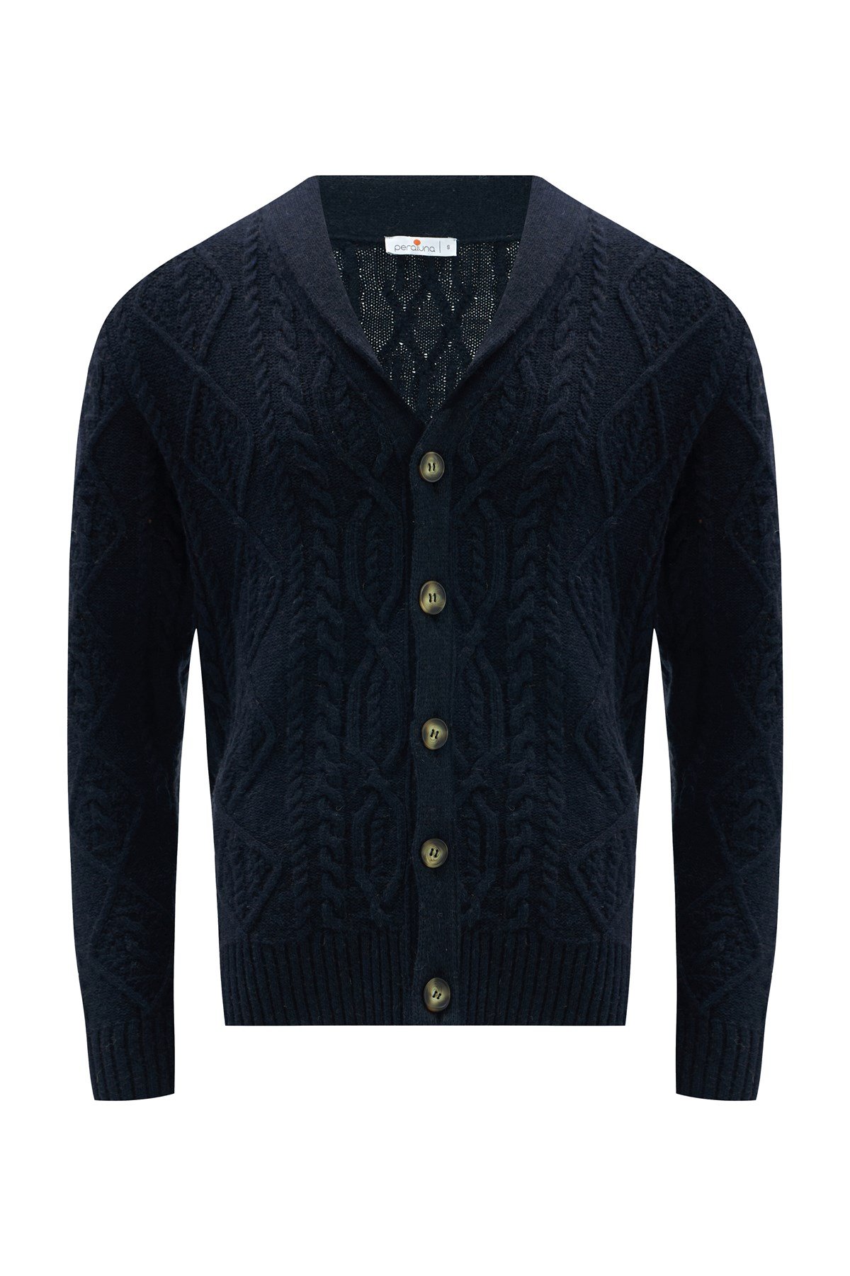 Peraluna BENJAMİN CARDİGAN Troyer Yaka Yumuşak Tuşeli Yünlü Erkek Triko Hırka Lacivert