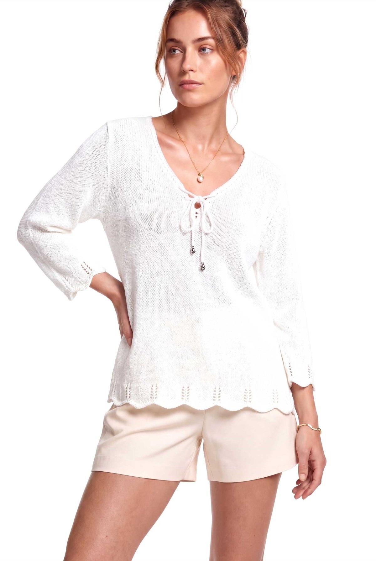 Peraluna Breeze Tunik, Kadın Triko Tunik - Beyaz
