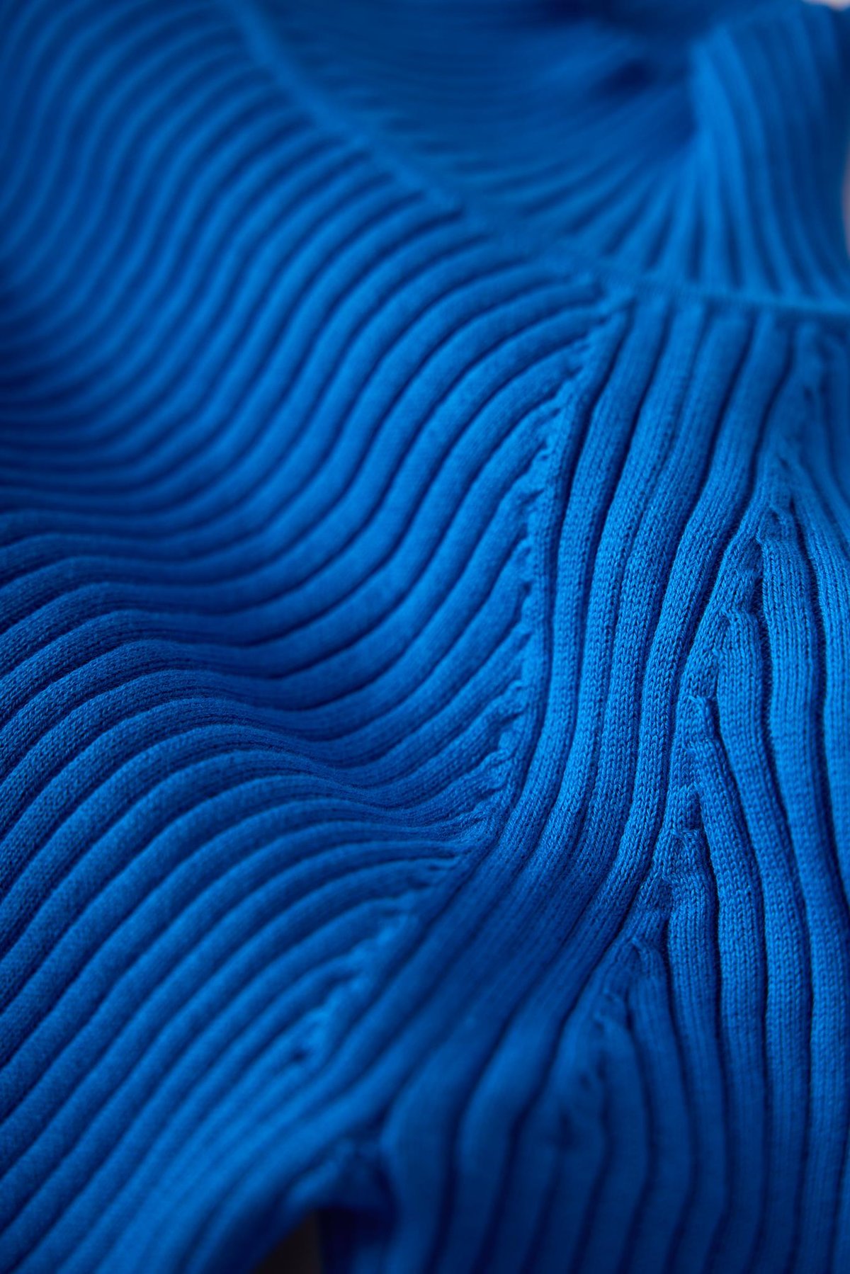 Peraluna Britta Rib Örgü Fit Kalıp Kadın Triko Kazak - Mavi