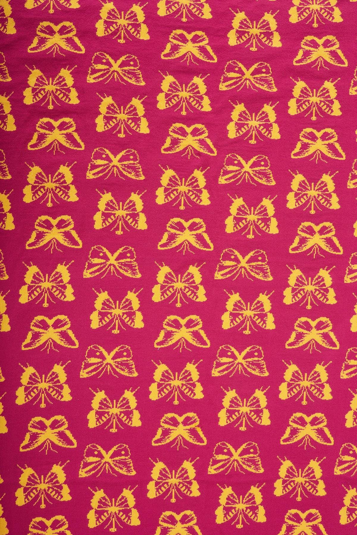 Peraluna BUTTERFLY BOOM BEACH COVER Kelebek Desenli Pamuklu Triko Plaj Örtüsü 75X150 CM - Fuşya/Sarı