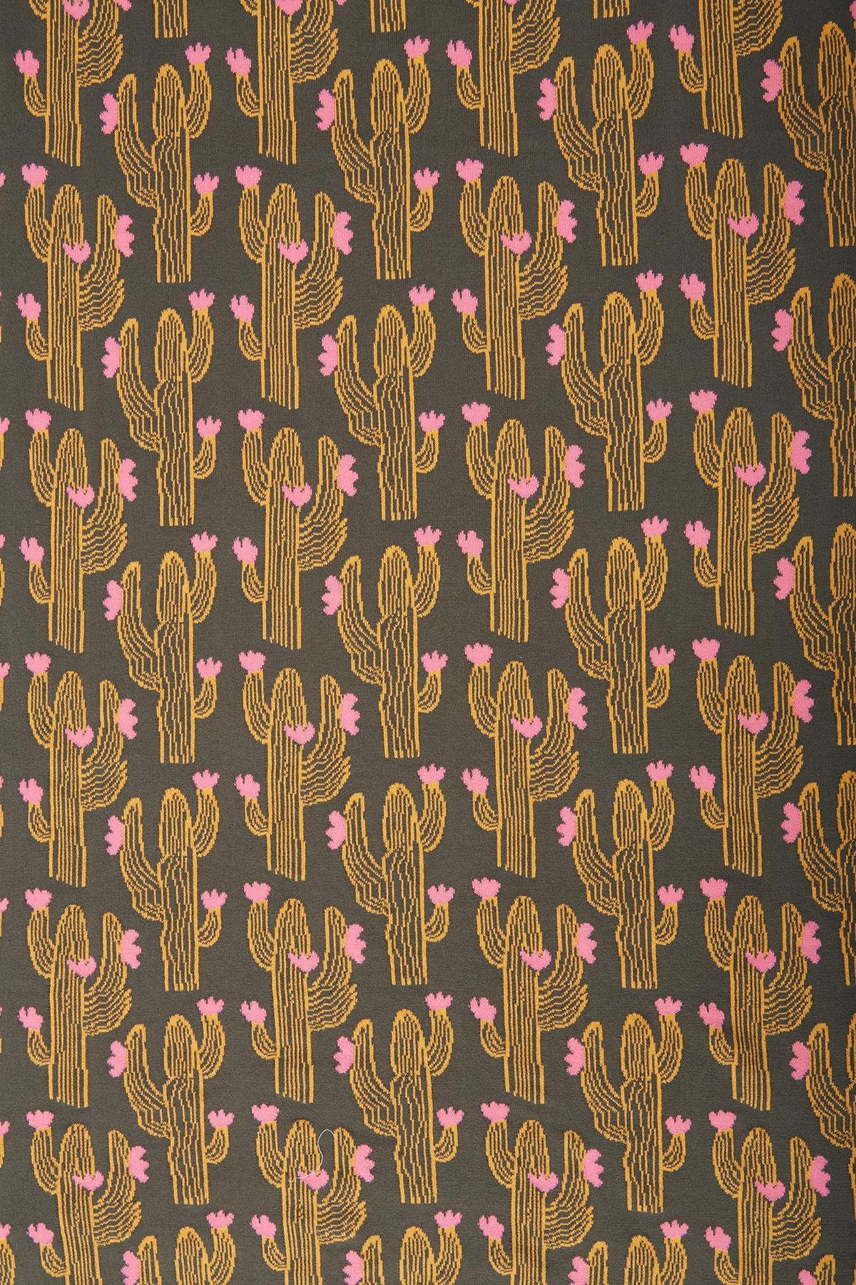 Peraluna CACTUS CANDY BEACH COVER Kaktüs Desenli Pamuklu Triko Plaj Örtüsü 75X150 CM - Yeşil/Multi