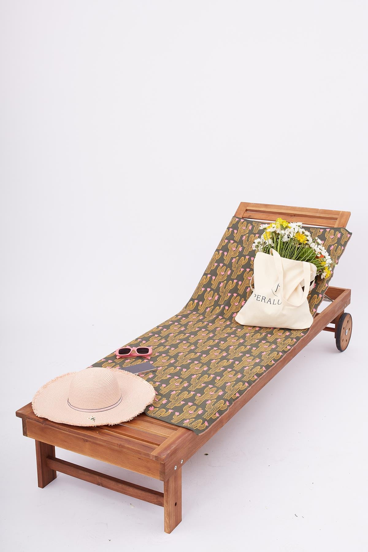 Peraluna CACTUS CANDY BEACH COVER Kaktüs Desenli Pamuklu Triko Plaj Örtüsü 75X150 CM - Yeşil/Multi