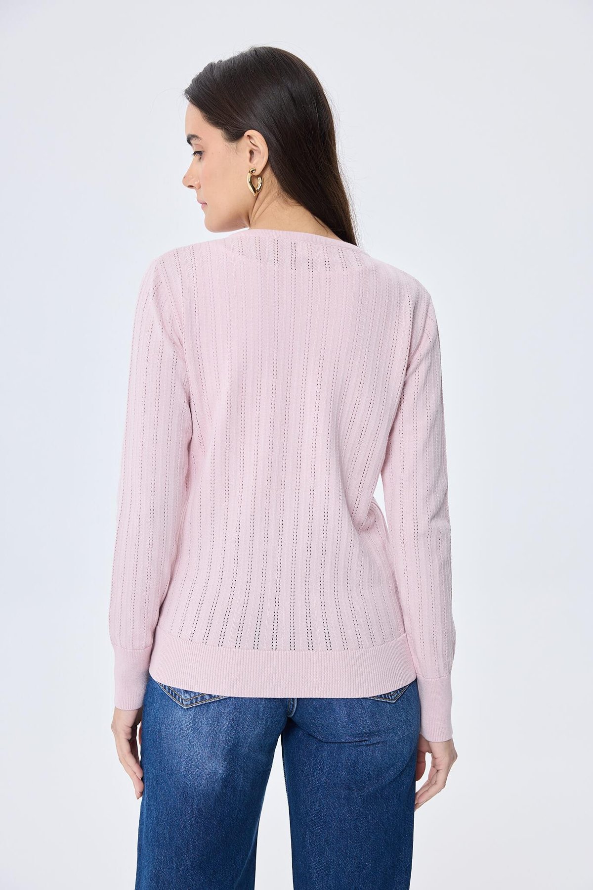 Peraluna Celine, Ajur Örgülü Kadın Triko Hırka - PUDRA