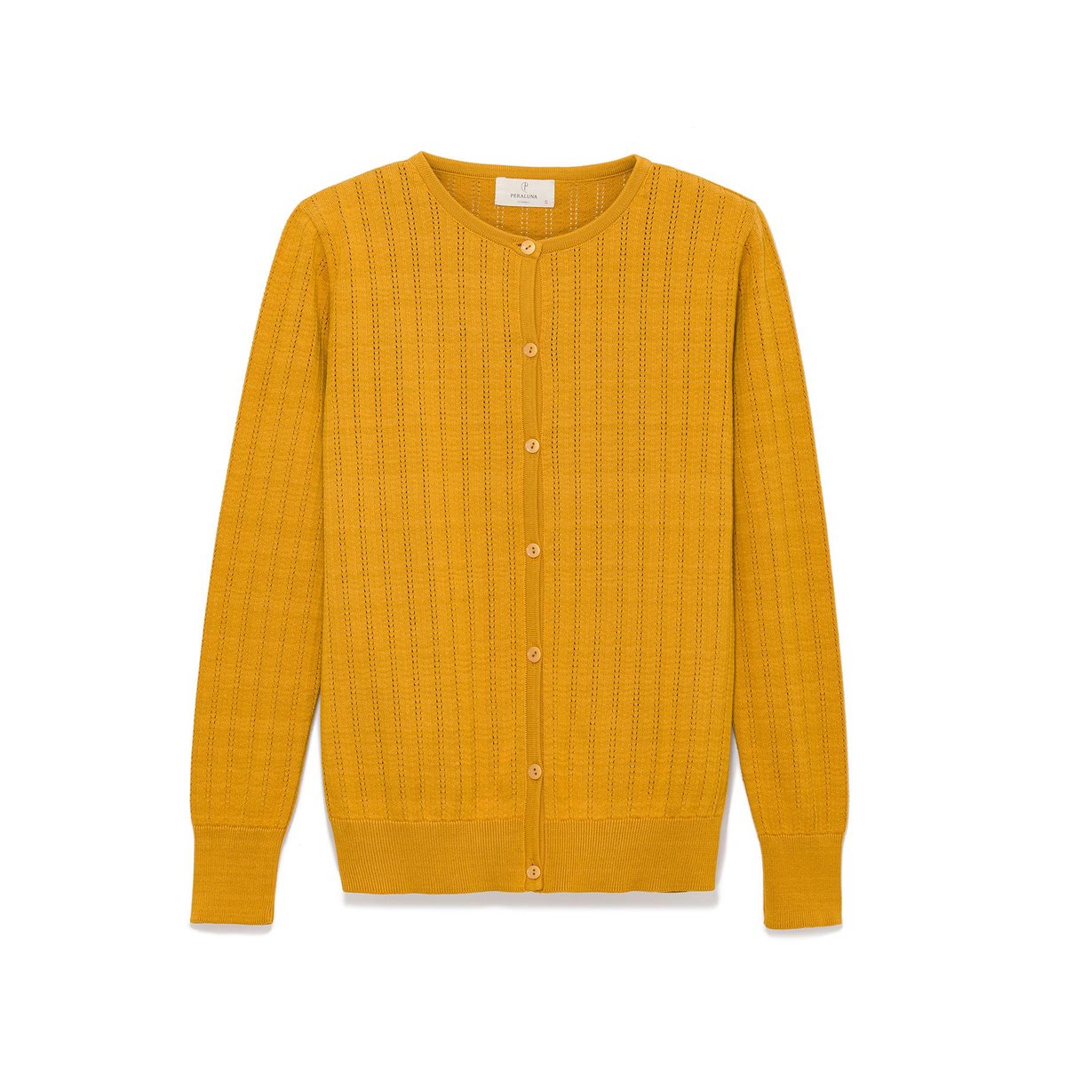 Peraluna Celine, Ajur Örgülü Kadın Triko Hırka - HARDAL