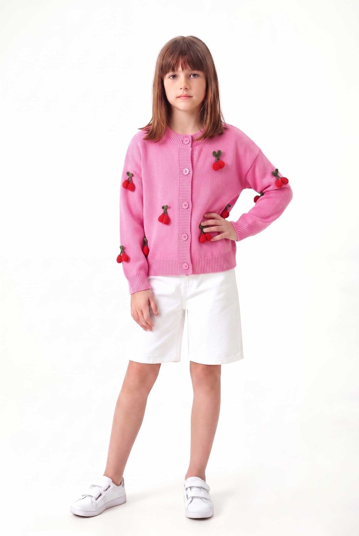 Peraluna CHERRY CARDIGAN - Organik Pamuk Kız Çocuk Hırka - Pembe