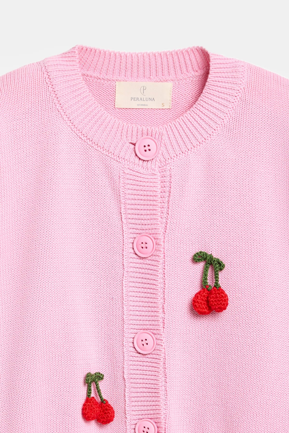 Peraluna CHERRY CARDIGAN Organik Pamuk Kadın Hırka - Pembe