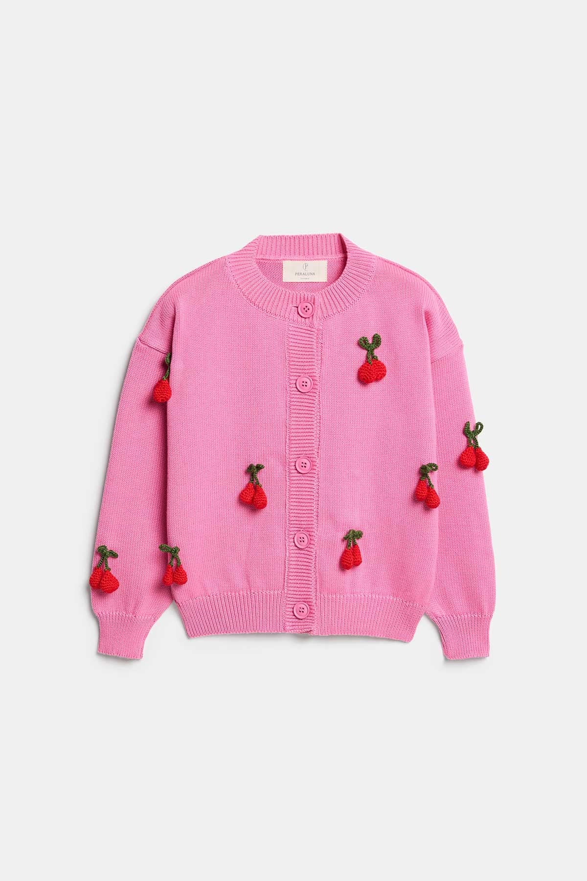 Peraluna CHERRY CARDIGAN - Organik Pamuk Kız Çocuk Hırka - Pembe