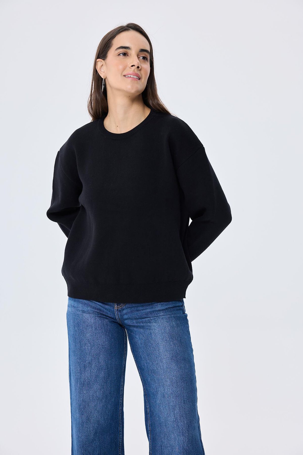 Peraluna Cleo Düz Örgü Kadın Mevsimlik Triko Kazak - Siyah