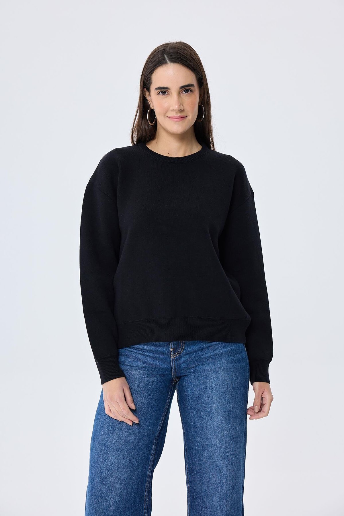 Peraluna Cleo Düz Örgü Kadın Mevsimlik Triko Kazak - Siyah