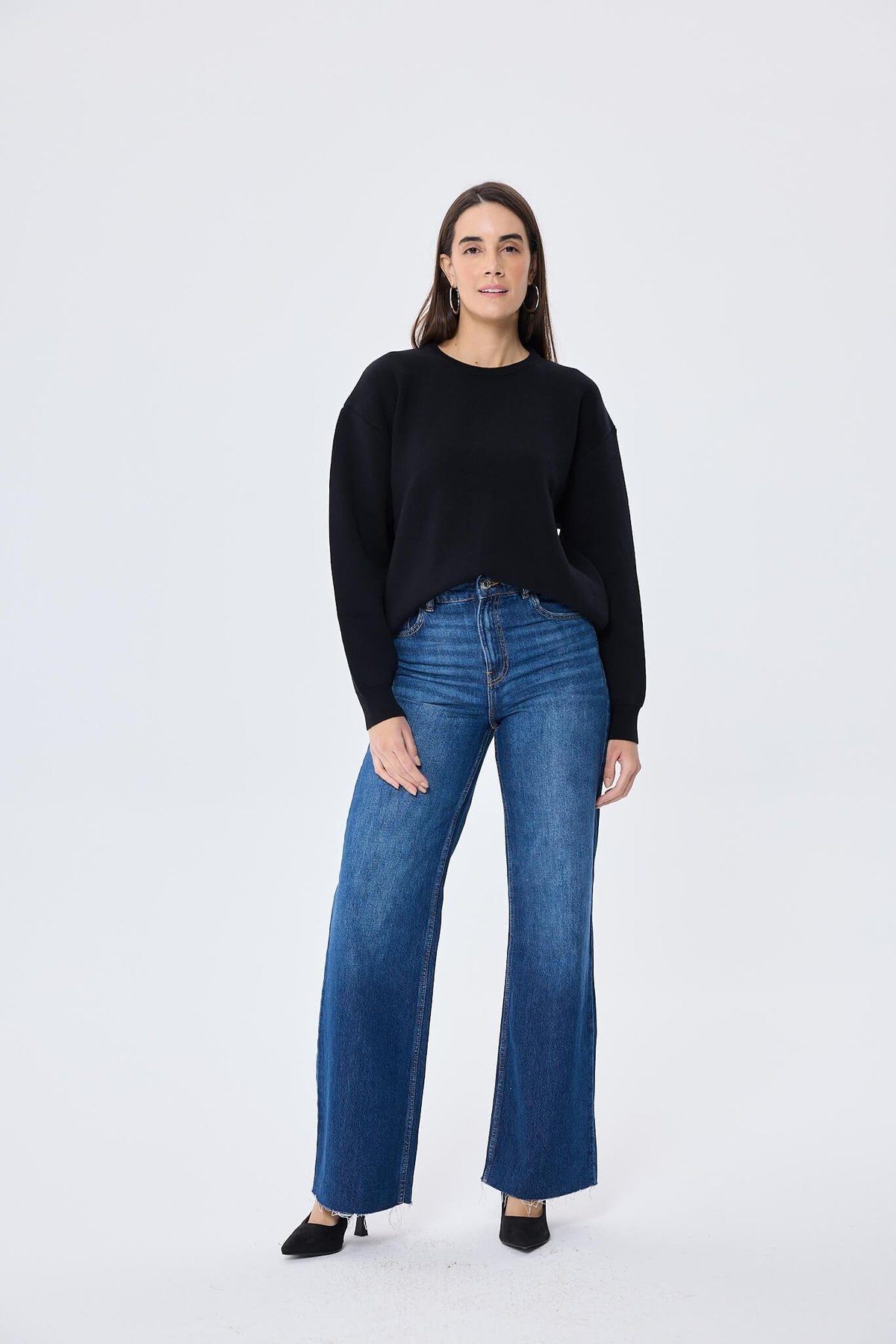 Peraluna Cleo Düz Örgü Kadın Mevsimlik Triko Kazak - Siyah