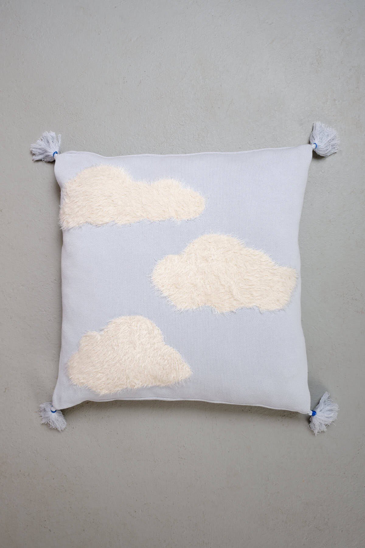 Peraluna CLOUDY PILLOW Cloud Patterned Knitwear Pillowcase 60X60 cm. -  Light Blue/Ecru
