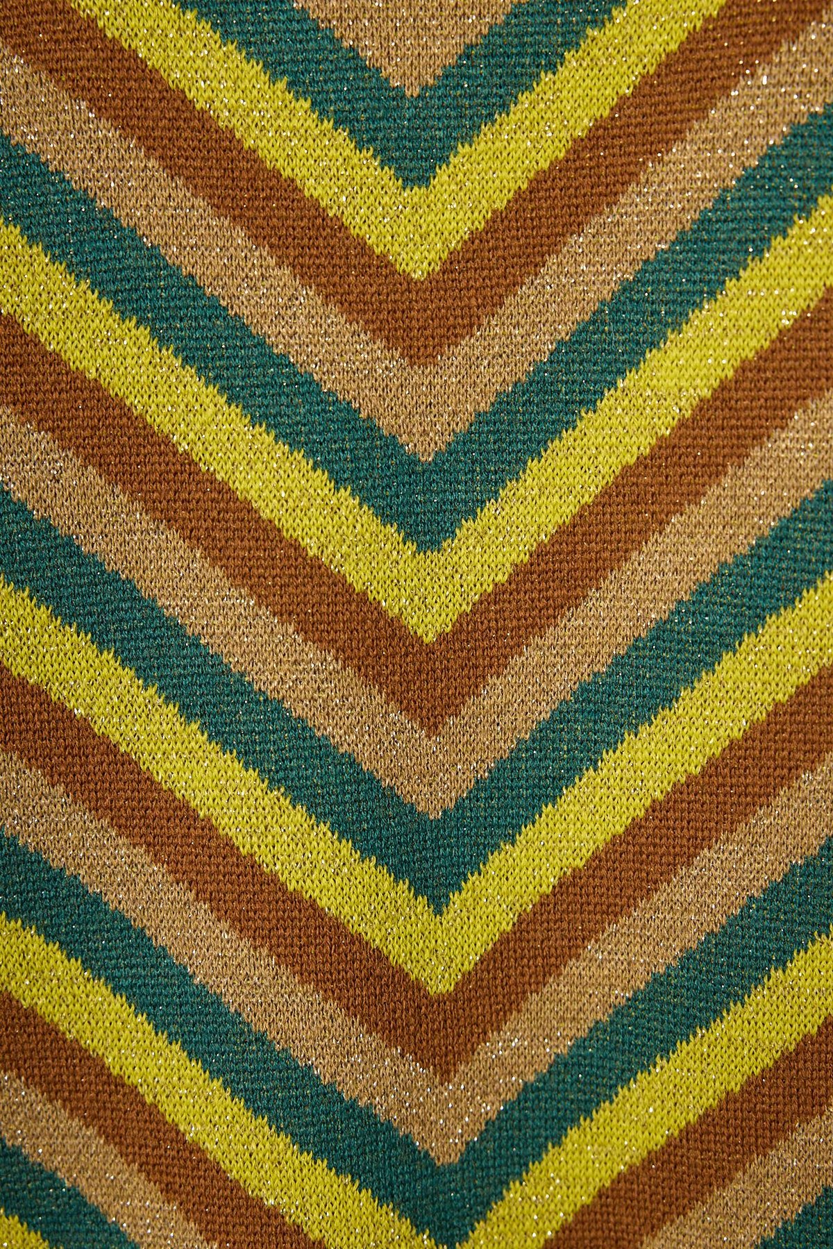 Peraluna Delight Çizgili Simli Kadın Triko Hırka - Zümrüt Multi